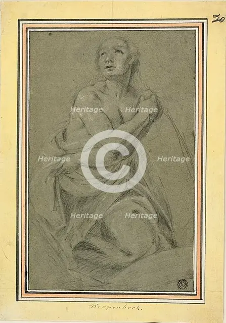 Draped Kneeling Female Nude, n.d. Creator: Abraham Jansz van Diepenbeeck.