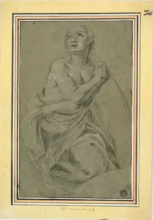 Draped Kneeling Female Nude, n.d. Creator: Abraham Jansz van Diepenbeeck