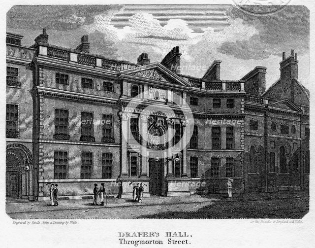 Drapers' Hall, Throgmorton Street, City of London, 1812.Artist: Sands