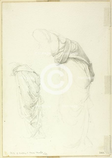 Drapery, two studies for The Mirror of Venus, c. 1873-77. Creator: Sir Edward Coley Burne-Jones.