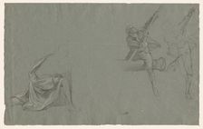Drapery Study; Two Figures Pulling a Pole, 1785-86. Creator: John Singleton Copley (American, 1738-1815)