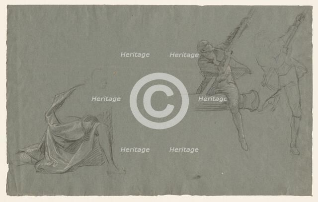 Drapery Study; Two Figures Pulling a Pole, 1785-86. Creator: John Singleton Copley (American, 1738-1815).