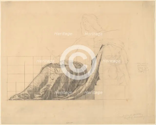 Drapery Study for Reclining Female Study for "Painting". Creator: Kenyon Cox.