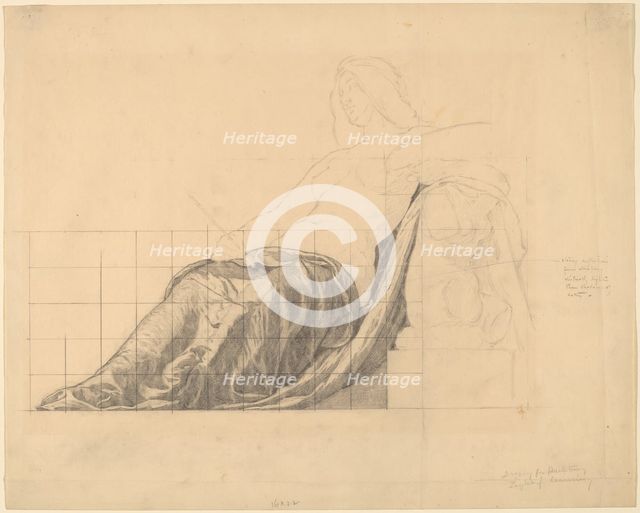 Drapery Study for Reclining Female Study for "Painting". Creator: Kenyon Cox.