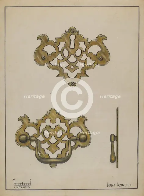 Drawer Pull, c. 1936. Creator: Hans Korsch.