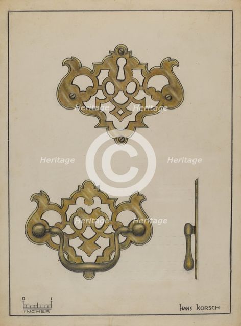 Drawer Pull, c. 1936. Creator: Hans Korsch.