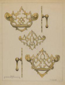 Drawer Pulls and Key Plate, c. 1936. Creator: Philip Johnson