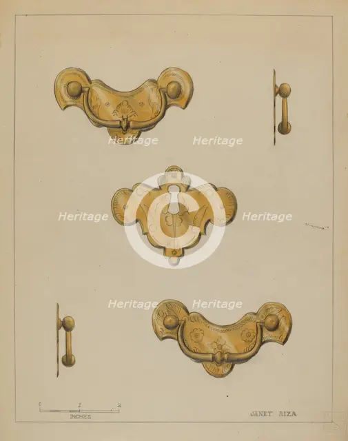 Drawer Pulls, c. 1936. Creator: Janet Riza.