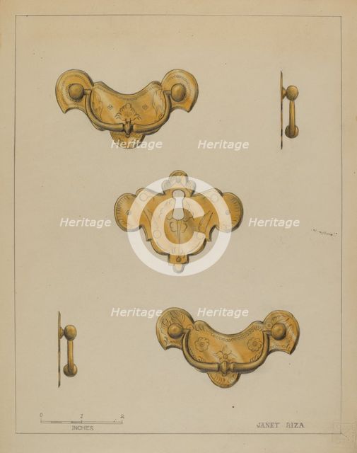Drawer Pulls, c. 1936. Creator: Janet Riza.