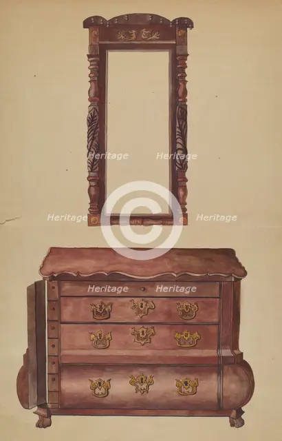 Drawers and Mirror, 1935/1942. Creator: Juanita Lantz.
