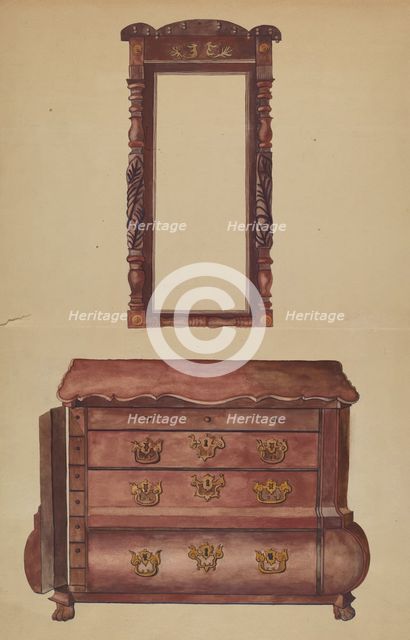 Drawers and Mirror, 1935/1942. Creator: Juanita Lantz.