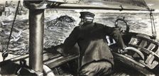 Drawings for Magazines: Ditty Box: Drawing: mine in fishing trawl net, between 1939 and 1946. Creators: Unknown, Central Office of Information