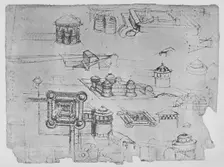 Drawings of a Square Castle c1480 (1945). Artist: Leonardo da Vinci