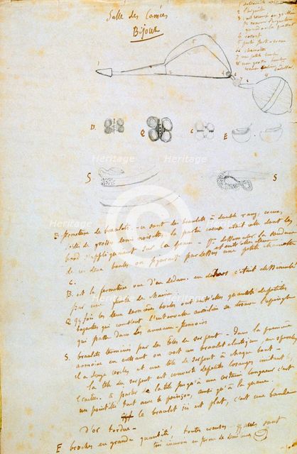 'Drawings of jewels for Salammbô, c1858. Artist: Gustave Flaubert