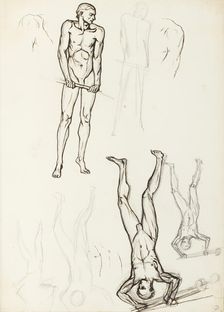 Drawings of standing male figures, for the Albert Hall frieze, by 1871. Creator: Henry Hugh Armstead