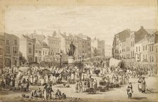 Drawing - The Bull Ring & Nelson Statue, Birmingham, 1845. Creator: David Cox the Elder
