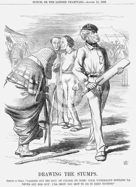 'Drawing The Stumps', 1862. Creator: John Tenniel.