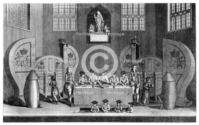 Drawing the State Lottery in Guildhall, City of London, 1763 (1886).Artist: William Griggs