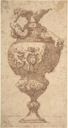 Drawing after an Antique Vase, 18th century. Creator: Anon
