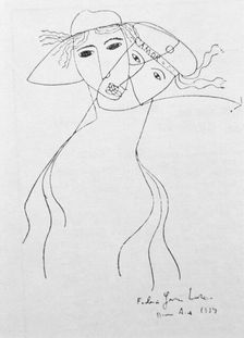 Drawing by Federico Garcia Lorca (1899-1936) held in Buenos Aires to illustrate one of his own po…