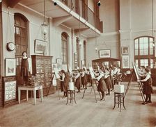 Drawing class, Myrdle Street Girls School, Stepney, London, 1908