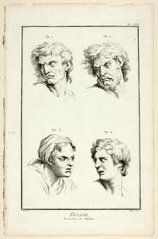 Drawing: Expressions of Emotion (Hate or Jealousy, Anger, Desire, Physical Pain), from ..., 1762/77. Creator: A. J. Defehrt