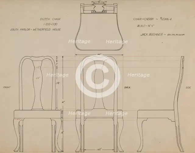 Drawing for Chair, 1935/1942. Creator: Jack Bochner.