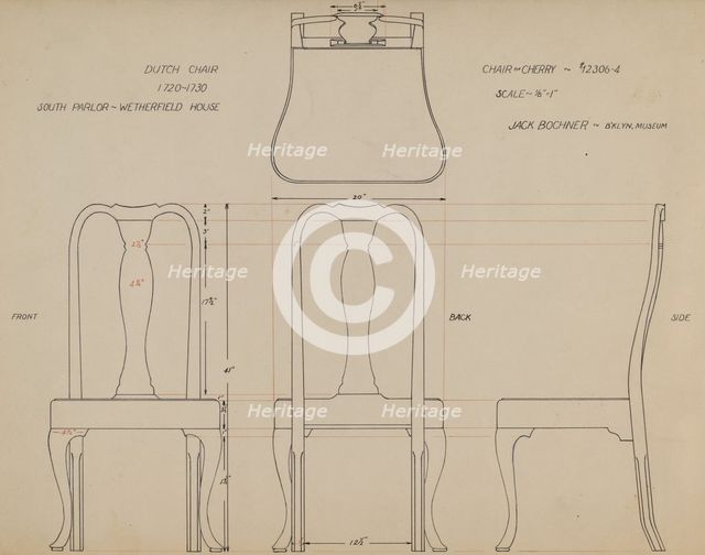 Drawing for Chair, 1935/1942. Creator: Jack Bochner.
