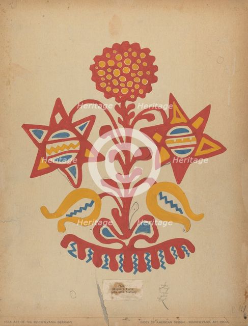 Drawing for Plate 11: From the Portfolio "Folk Art of Rural Pennsylvania", c. 1939. Creator: Unknown.