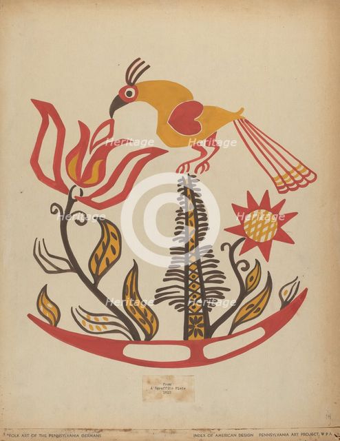 Drawing for Plate 14: From the Portfolio "Folk Art of Rural Pennsylvania", c. 1939. Creator: Unknown.