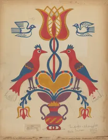Drawing for Plate 15: From the Portfolio "Folk Art of Rural Pennsylvania", c. 1939. Creator: Unknown