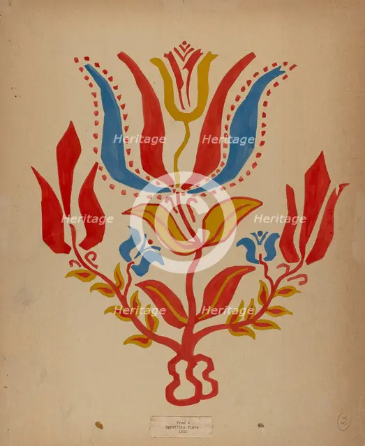 Drawing for Plate 2: From Portfolio "Folk Art of Rural Pennsylvania", c. 1939. Creator: Unknown.
