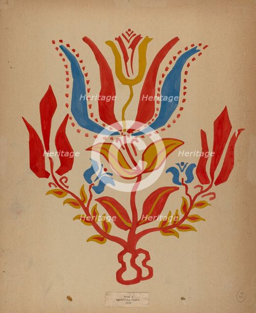 Drawing for Plate 2: From Portfolio "Folk Art of Rural Pennsylvania", c. 1939. Creator: Unknown.