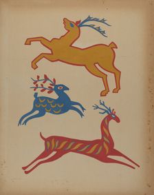 Drawing for Plate 3: From Portfolio "Folk Art of Rural Pennsylvania", c. 1939. Creator: Unknown