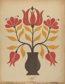 Drawing for Plate 5: From Portfolio "Folk Art of Rural Pennsylvania", c. 1939. Creator: Unknown