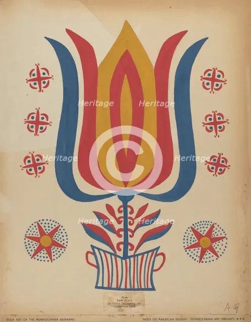 Drawing for Plate 9: From the Portfolio "Folk Art of Rural Pennsylvania", c. 1939. Creator: Unknown.