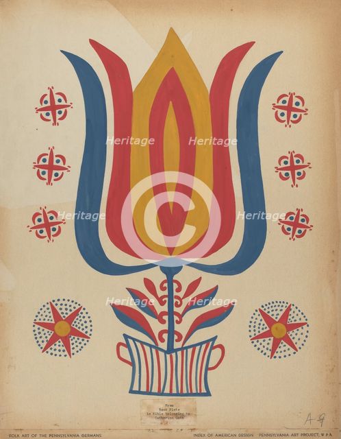 Drawing for Plate 9: From the Portfolio "Folk Art of Rural Pennsylvania", c. 1939. Creator: Unknown.