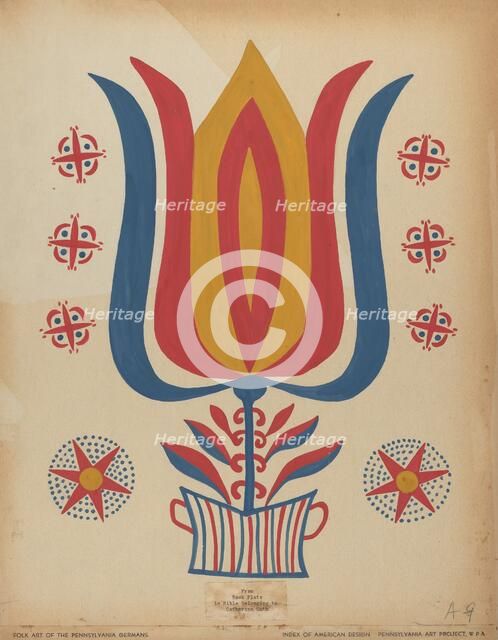 Drawing for Plate 9: From the Portfolio "Folk Art of Rural Pennsylvania", c. 1939. Creator: Unknown.