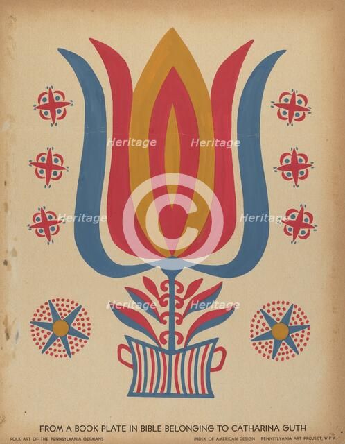 Drawing for Plate 9: From the Portfolio "Folk Art of Rural Pennsylvania", c. 1939. Creator: Unknown.