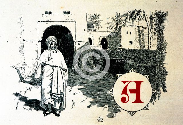 Drawing for the heading of a Dictionary, 20th century. Creator: Mestres, Apeles. (1854-1936).