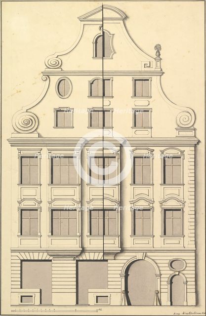 Drawing for the Street Elevation of a Town House, 1729. Creator: Andreas Schneidmann.