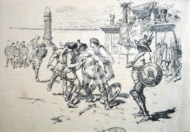 Drawing for the work 'Last Days of Pompeii', 20th century. Creator: Mestres, Apeles. (1854-1936).