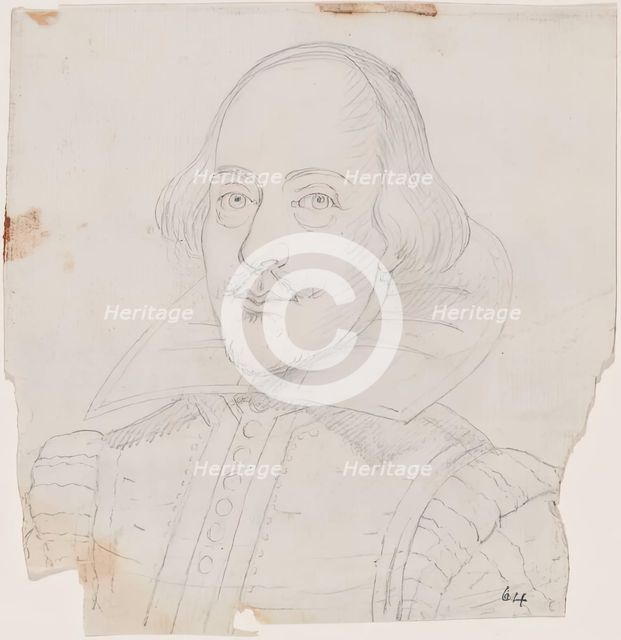 Drawing from a Portrait of Shakespeare. Creator: William Williams.