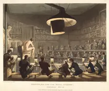 Drawing from Life at the Royal Academy, Somerset House, 1 January, 1808. Creators: Thomas Rowlandson, Augustus Charles Pugin