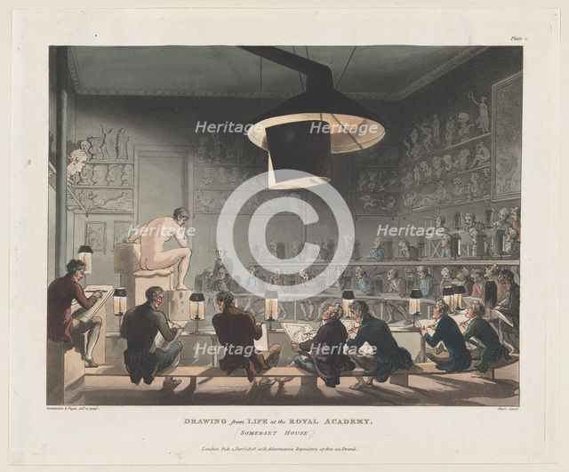Drawing from Life at the Royal Academy, Somerset House, January 1, 1808., January 1, 1808. Creator: J. Bluck.