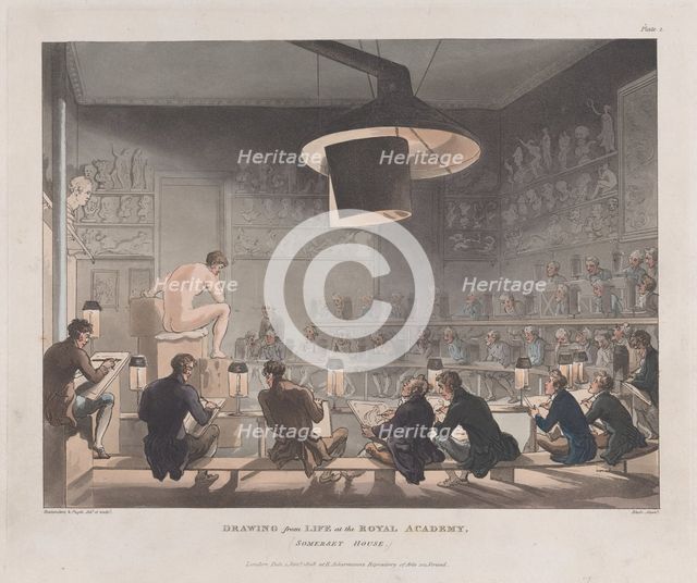 Drawing from Life at the Royal Academy, Somerset House, January 1, 1808., January 1, 1808. Creator: J. Bluck.