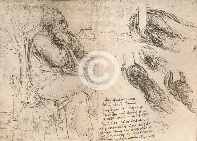 Drawing illustrating the representation of hair falling down in curls, c1472-c1519 (1883). Artist: Leonardo da Vinci.