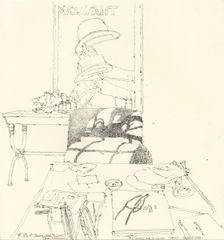 Drawing Materials on table insc. To Roxanne 2000. Creator: Leonard Rosoman