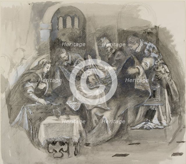 Drawing of Tintoretto's Circumcision in the Scuola Grande di San Rocco, August 1869. Artist: John Ruskin.