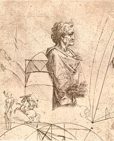 Drawing of a bust and minor sketches, c1472-c1519 (1883). Artist: Leonardo da Vinci